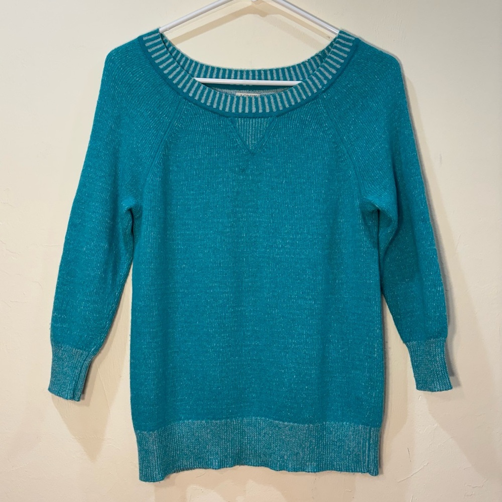 J. Crew Merino blend 3/4 sleeve pullover sweater – Teal – Size XS